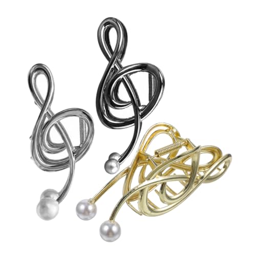 PACKOVE 3 Stück Haarklammern Aus Metall Mit Musiknoten Und Kunstperle, Stilvolles Zubehör Für Langes Oder Lockiges Haar Für Damen, Für Den Täglichen Gebrauch Und Partys von PACKOVE