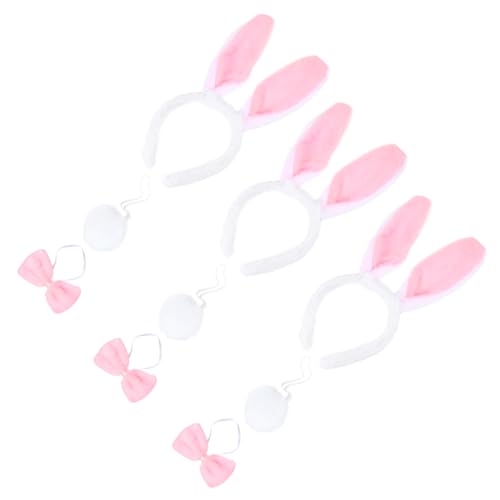 PACKOVE 3 Stück Haarschmuck für Hasenmädchen Halloween Hasenohren Stirnband Hasenohren Kostüm Ohren Hut Clips haarreifen mit hasenohren weihnachts haarschmuck Plüschbogen Bogenstütze Weiß von PACKOVE