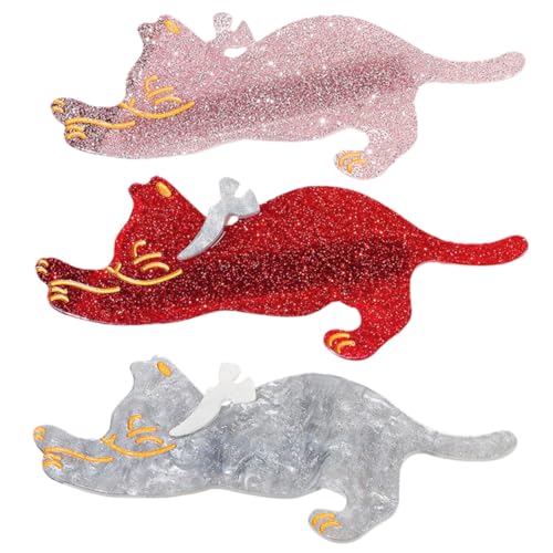 PACKOVE 3stücke Haarspangen Katze Acryl Entenschnabel Clip Haar Clip Dekoration Styling Werkzeug Für Frauen Mädchen von PACKOVE