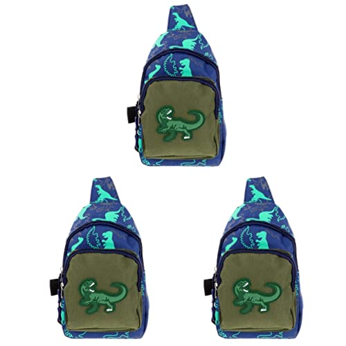 PACKOVE 3 STK Dinosaurier-gürteltasche Für Kinder Bauchtasche Cartoon-kindertasche Umhängetasche Brusttasche Crossbody-Rucksack Cartoon-Rucksack Junge Mode Nylon Schultertaschen von PACKOVE