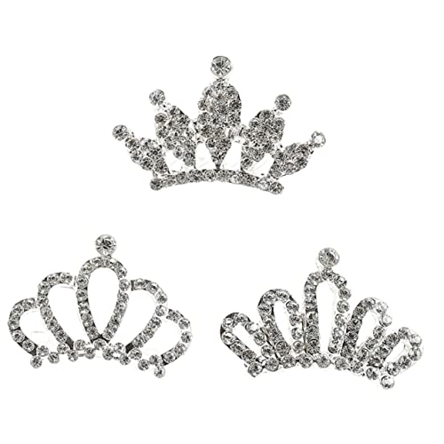 PACKOVE 3 Stück Kronen Haarschmuck Haarschmuck Für Strass Haarschmuck Säuglings Haarschmuck Mädchen Bunt Krone Haarkamm Diademe Geburtstag Silberlegierung von PACKOVE