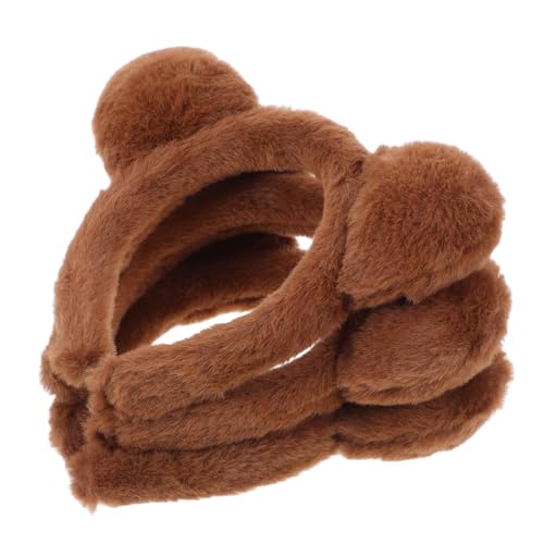 PACKOVE 3 Stück Kuscheliges Teiliges Bärenohren Stirnband aus Braunem Plüsch Weicher Haarreifen für Erwachsene und Bequemes Niedliches Haaraccessoire für Party Kostüm und Gruppenspaß von PACKOVE