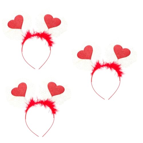 PACKOVE 3 Stück Liebes Stirnband Herzförmige Haarbänder Valentinstag Stirnbänder Valentinstag Haar Accessoire Herz Antennen Stirnband Reifen Rote Tiara Tuch Miss Oszilloskop von PACKOVE