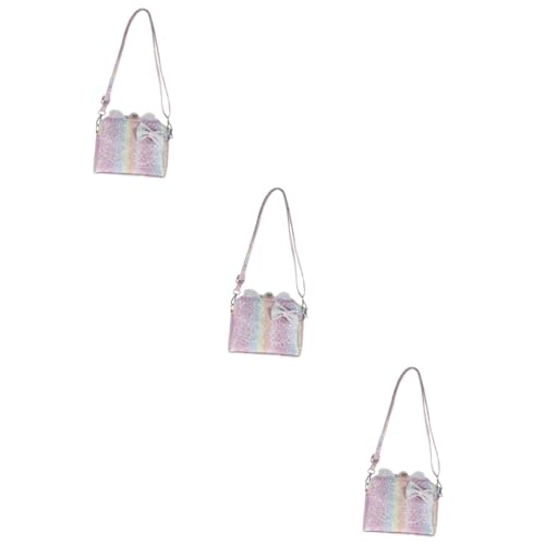 PACKOVE 3st Kindertasche Einzel- Cartoon-Regenbogen-Rucksack Umhängetasche Zum Geburtstag Rucksäcke Für Mädchen Einzelne Umhängetasche Kleinkind Pu-Leder Vorschule Snack-Tasche von PACKOVE