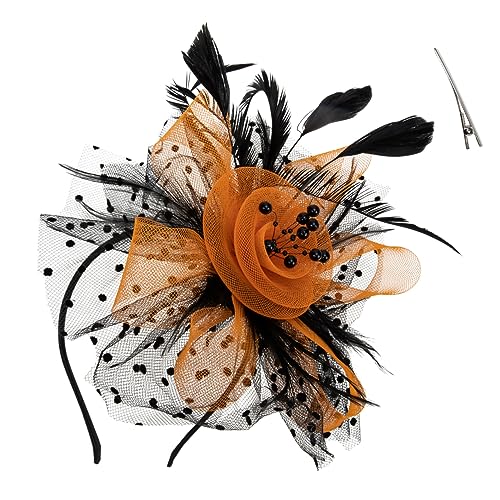 PACKOVE 3 Stück Netzhaarband Schwarz Orange Verschleißfestes Party Haaraccessoire für Halloween Cosplay Hochzeit Cocktail und Teeparty Charmanter Haarschmuck für Damen und Festliche von PACKOVE
