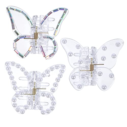 PACKOVE 3 Stücke Perlen Schmetterling Haar Clips für Damen Kleine Haarklammern Rutschfeste Haarspangen für Dickes und Dünnes Haar Haarschmuck für Hochzeiten und Alltag von PACKOVE