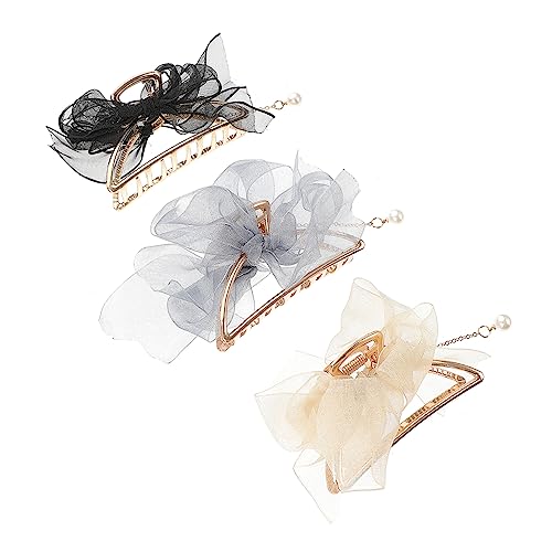PACKOVE 3stücke Metall Haarklammern Mit Schleifen-design Für Frauen Dekorative Haaraccessoires Für Dickes Haar Beim Baden Kochen Oder Arbeiten von PACKOVE