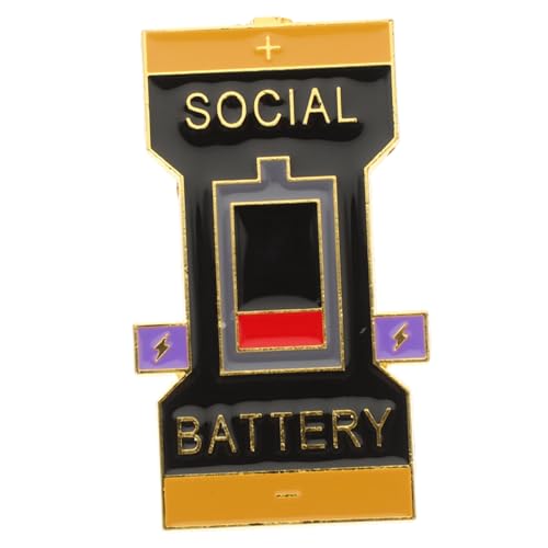 PACKOVE 3 Stück Social Battery Pin Brosche Lustiges Anstecknadel Kleidungsaccessoire Soziales Energiesymbol für Jacken Taschen Rucksäcke und Hüte Kreatives Design Fester Halt Charmanter von PACKOVE