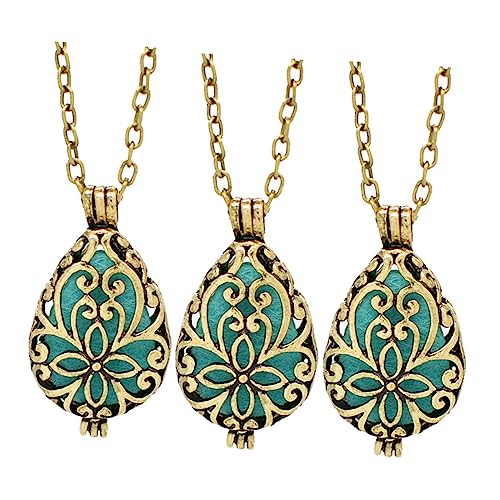 PACKOVE 3 Stück Teiliges Aromatherapie Halskette Retro Duft Anhänger mit Gravur Leicht Angenehmes Tragen Dekorative Pulloverkette Festtagsgeschenk für Damen und Herren von PACKOVE