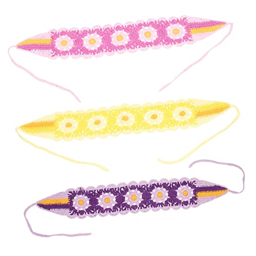 PACKOVE 3 Stück Teiliges Blumen Häkel Haarbänder für Damen Waschbare Bequeme und Leichte Haaraccessoires Gelb und Rosa für Partys und Fotografie von PACKOVE