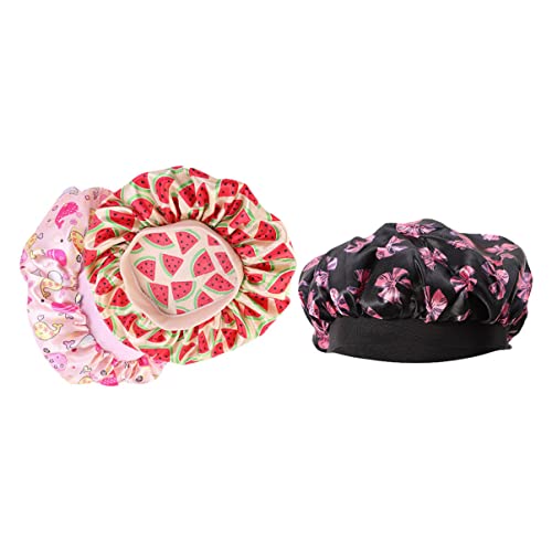 PACKOVE 3stücke Satin Für Junge Mädchen Elastische Haarschutzmützen Atmungsaktive Dusche Caps Langlebig Und Sicher von PACKOVE