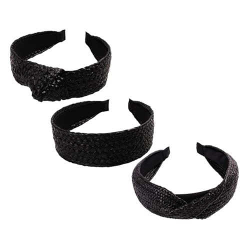 PACKOVE 3 Stück Teiliges Geflochtener Haarreif für Damen Handgefertigter Raffia Stirnband mit Elegantem Knoten Vielseitiges Haaraccessoire für Besondere Anlässe für Kurze und Lange von PACKOVE