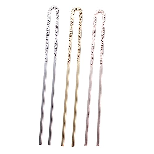 PACKOVE 3 Stück Teiliges Haarnadel U Förmige Haarforken mit Elegantem Muster Haarschmuck für Damen Sicherer bei Dicken Haaren als Braut und Hochzeitsaccessoire Gold Silber Roségold von PACKOVE