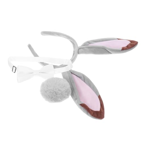 PACKOVE 3 Stück Teiliges Osterhasen Set mit Plüsch Haarreif Ohren Schleife und für Erwachsene Weiches und Hasenohren Stirnband für Partys und Cosplay von PACKOVE