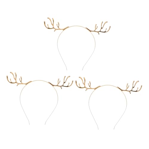 PACKOVE 3 Stück Teiliges Rentier Haarreif Metall mit Strass Festliches Geweih Haarreif Leichter Flexibler Rentierohren Haarreifen für Weihnachten Cosplay Halloween Party Accessoire von PACKOVE