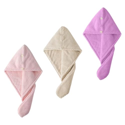 PACKOVE 3 Stück Teiliges Saugfähiger Haartrockenhut für Damen Mikrofaser Duschhaube zum Schnellen Trocknen von Langen Haaren Schonend für Haar kein Haartrockner Nötig von PACKOVE