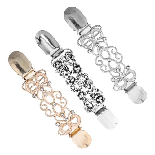 PACKOVE 3 Stück Teiliges Set Damen Brosche Clip für Schals und Kleider Eleganter Kragen Clip mit Strassdekoration Vielseitig und für Verschiedene Outfits von PACKOVE