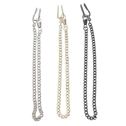 PACKOVE 3 Stück Teiliges Taschenuhr Ketten aus Metall in Silber Gold und Wolfram Dekorative Hosenketten für Herren Langlebige Accessoires für Jeans und Kleidung als Geschenk für Männer von PACKOVE