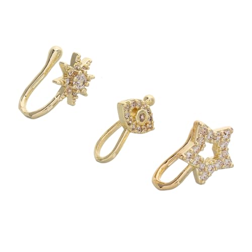 PACKOVE 3 Stück Teiliges U Förmiges Nasenring aus Kupfer Stern Design nicht Piercingsicher Modischer Nasenschmuck für Damen Leicht und Hautfreundlich für Alltag und Besondere Anlässe von PACKOVE