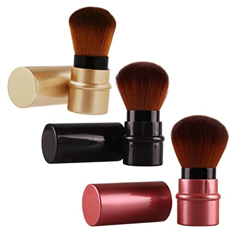PACKOVE 3 Stück Teleskopfundamentpinsel einziehbar weiches Make-up-Tool Gesichtspulver kosmetische Grundlage tragbares Make-up Stiftung Wellpappe aus Seiden-Nylon-Wolle von PACKOVE