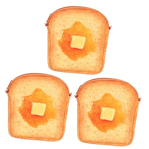 PACKOVE 3 STK Toast-umhängetasche Mini-toasts Plüsch Geldbörse Brot Umhängetasche Geldbörse in Toastform Mit Kette Toast-kettenbeutel Toast-kettentasche Modellieren Kleine Tasche Kind von PACKOVE