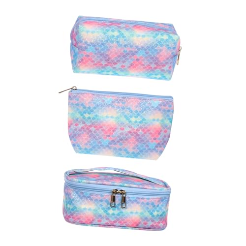 PACKOVE 3 Stück Wäschesack Storage Boxes aufbwahrungs-Box Organizer Handtasche Cosmetic Pouch kosmetikbeutel Taschen faltbar waschen gesteppt Reise-Waschbeutel Reisekosmetiktasche Pu Blue von PACKOVE