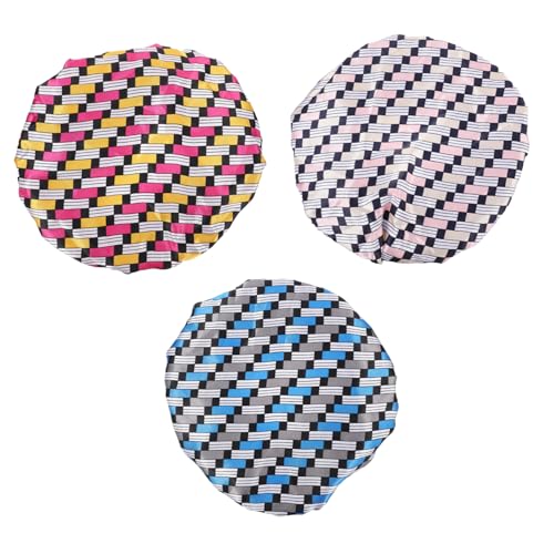 PACKOVE 3stücke Doppelte Schichten Shower Cap Duschhaube Wiederverwendbar Für Damen Duschkopfbedeckung Aus Polyester Mit Druck Muster Für Reisen Und Spa von PACKOVE