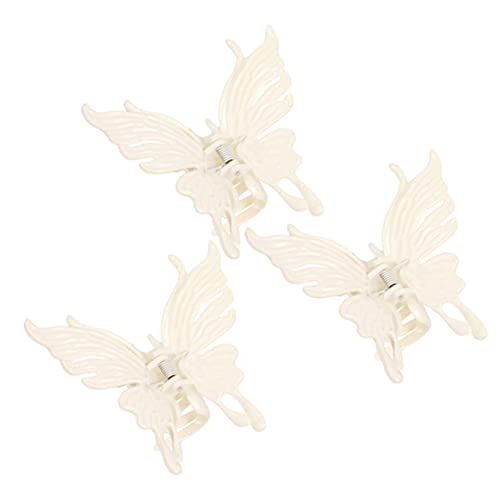 PACKOVE 3 Stücke Große Haarnadel Mit Mädchen Frauen Clip Halter Haarspangen Miss Styling Schmetterling Haar Klaue Haar Klemme Halter Kunststoff Weiß von PACKOVE