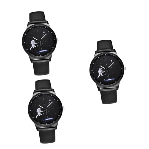 PACKOVE 3St Astronautenuhr Herrenuhren Uhren für Herren Lederband Freizeituhren für Herren Damenuhren Armbanduhr für Dame Armbanduhr zum Verschenken wählen Anschauen Gurt Mann Legierung von PACKOVE