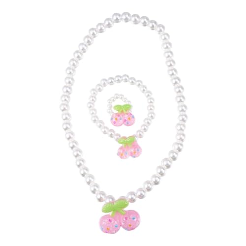 PACKOVE 3St kindergeburtstags mitgebsel Perlenkette eine Halskette Halsketten Kirschenkette für Kinder Perlenschmuck für Kinder Mädchen dreiteiliger Anzug Weiß von PACKOVE