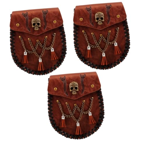 PACKOVE 3St Retro Geldbörse nordisches nordische tragbare Geldbörse Halloween kostüm Halloween Costume schmücken Zubehör für Renaissance-Kostüme Vintage-Hüfttasche Geprägt Gürteltasche Pu von PACKOVE