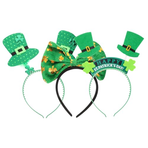 PACKOVE 3st Sanpa Hut Stirnband Kopfbedeckung Stirnband Saint Patricks Day Stirnbänder Parteigrünes Stirnband St Patrick Stirnband Make-up-stirnband Haar Requisiten Tuch von PACKOVE