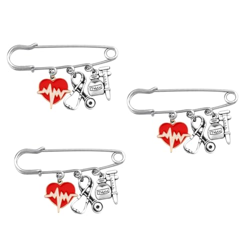 PACKOVE 3stücke Brosche Stethoskop Für Frauen Anstecknadel Schmuck Für Kleidung Kreative Herzform Für Ärzte Und Freunde Vielseitig Einsetzbar Für Taschen Und Kleidung von PACKOVE