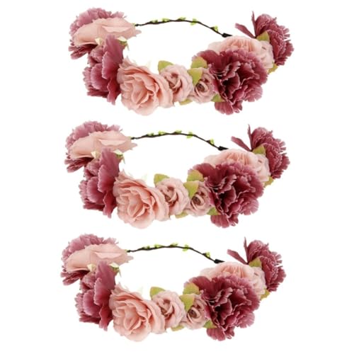 PACKOVE 3st Haargummis Für Damen Blumen Tiara Haarband Bandana Für Frauen Haarreifen Party-blumengirlande Hochzeit Stirnband Blumen- Kranz Mädchen Braut von PACKOVE