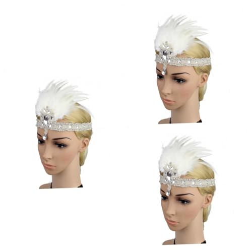 PACKOVE 3St Tiara haarschmuck Haarbänder Hochzeit Stirnband Party-Stirnband Haarpflegezubehör Popularität Kopfbedeckung Schal Braut Weiß von PACKOVE