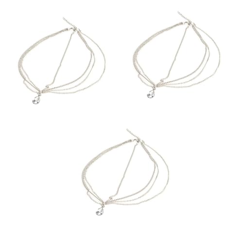 3St haarschmuck haar zubehör haarreife حجاب Kristallkette kopfschmuck hochzeitsschmuck haircharm Quasten-Design Wassertropfen Stirnband Kopf Kette Kopfbedeckung Damen Haarteil Weiß von PACKOVE