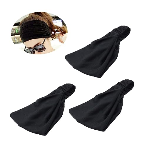 PACKOVE 3Stücke Elastische Sport Stirnbänder für Damen und Herren Stylische Yoga Haarbänder Schwarz Hochdehnbar und Atmungsaktiv für Fitness und Freizeit von PACKOVE