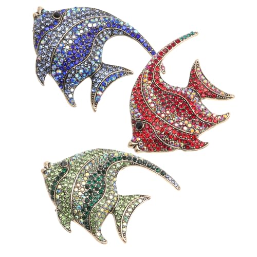 PACKOVE 3 Stück Tropische Fischbrosche Unisex Legierung Schmuck Brosche (rot Blau Grün) Kreative Tierbrustnadel Für Hochzeiten Bälle Und Feste Langlebig Und Dekorativ von PACKOVE