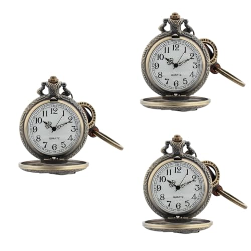 PACKOVE 3st Schlüsselanhänger Uhr Taschenuhr Hängend Alte Taschenuhr Schlüsselbund Hängen Vintage Kettenuhr Hängender Uhrenanhänger Hängende Uhr Muschelschale Klassisch Legierung Halskette von PACKOVE