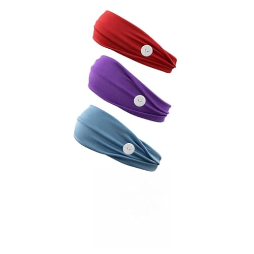 PACKOVE 3stücke Elastisches Damen-haarband Mit Ohrenpflege-knopf Sport-stirnband Mit Maskenhilfe-knopf Atmungsaktives Stirnband Für Lauf Und Fitness von PACKOVE
