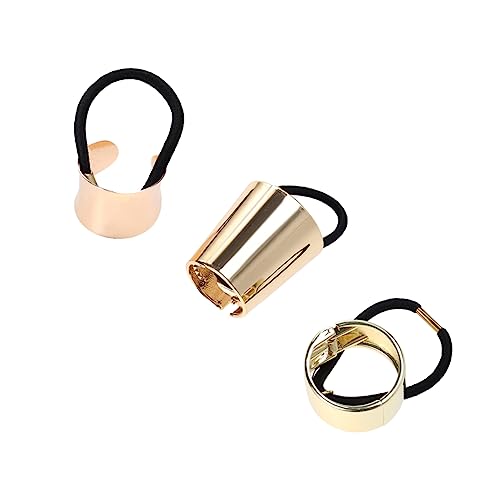 PACKOVE 3stücke Haarmanschetten Aus Metall Elastisches Haargummi Pferdeschwanzhalter Haarseil-accessoires Runde Manschetten Für Frauen Und Mädchen Stile von PACKOVE