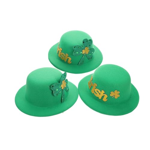 PACKOVE 3stücke Haarschmuck Für Damen Grüne Partygeschenke Koboldhut-accessoires Mini-hutspangen Kleeblatt-kopfbedeckungen Haarspangen Für Mädchen St Patricks Day-hut St Patricks von PACKOVE