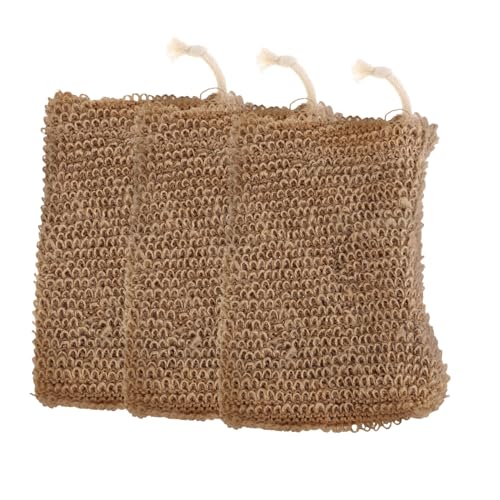PACKOVE 3stücke Netz-seifenbeutel Aus Jute Für Badezimmer Mit Kordelzug Zum Trocknen Von Seifenriegeln Wiederverwendbar Für Dusche Und Badewanne Organizer Für Handwaschbeutel von PACKOVE