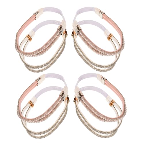 PACKOVE 4 Paare Elastische Strass Schuhbänder Abnehmbare Lose Schuhriemen mit Perlendekor Rutschfeste Haltebänder für High Heels Sandalen und Slipper Accessoires für Damen und Mädchen von PACKOVE