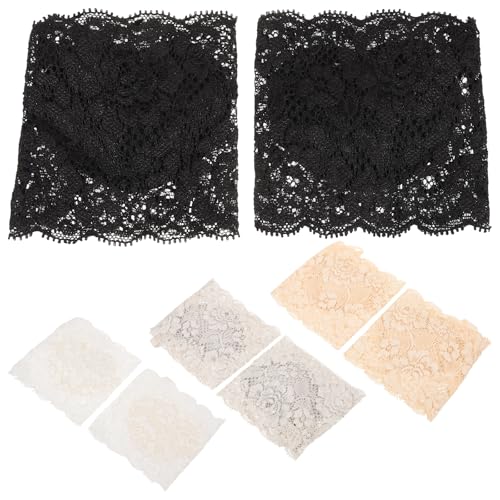 PACKOVE 4 Paare Halbe Socken Damen Halbsocken Mit Hohen Absätzen Unsichtbare Halbsocken Aus Spitze Gefütterte Unsichtbare Sockens Offene Socken Für Damen von PACKOVE