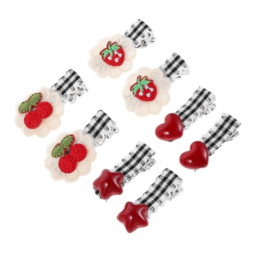 PACKOVE 4 Paare Karierte Rote und Schwarze Haarspangen mit Kirschstickerei Leichte Rutschfeste Mini-duckbill-haarklammern für Frauen und Mädchen Sichere Frisurclips für Party und Alltag von PACKOVE
