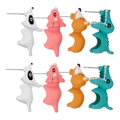 PACKOVE 4 Paare Leichte Tier Ohrringe für Damen und Mädchen Süße Polymer Clay Ohrstecker mit Dino Hund Gelb Weiß Langlebig und Hautfreundlich Modischer Schmuck für Alltag und PACKOVE 4 Paare Leichte Tier Ohrringe für Damen und Mädchen Süße Polymer Clay Ohrstecker mit Dino Hund Gelb Weiß Langlebig und Hautfreundlich Modischer Schmuck für Alltag und von PACKOVE