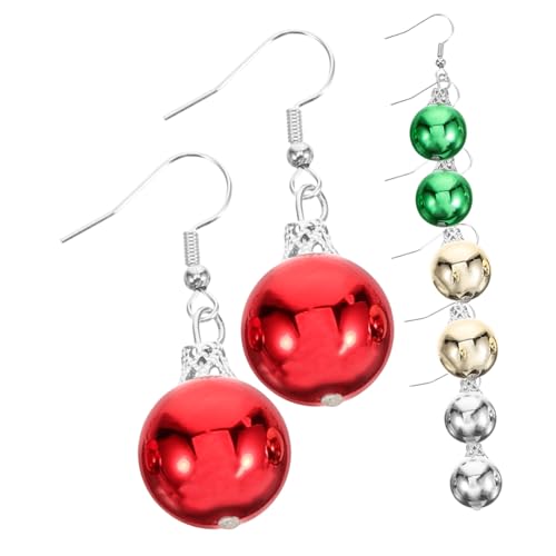 PACKOVE 4 Paare Weihnachtsglocken Ohrringe Bunte Weihnachtskugel Ohranhänger Festlicher Weihnachtsschmuck Party Ornament für Damen von PACKOVE