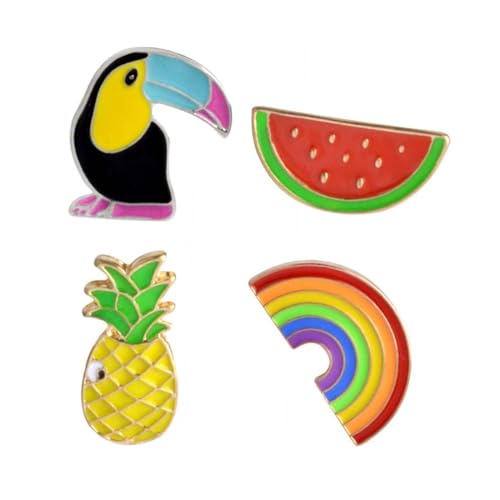 PACKOVE 4stücke Regenbogen-ananas-vogel-brosche Damenbrosche Mädchenbrosche Brustnadel Aus Legierung Kreativ Für Kleidung Taschen Pullover von PACKOVE