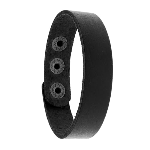 PACKOVE 4 STÜCKE Unisex Lederarmband Breit aus Rindsleder Schlichtes Schwarzes Armband Atmungsaktiv und Weich Vielseitiger Armschmuck für Alltag Party Geschenk für Damen und Herren von PACKOVE